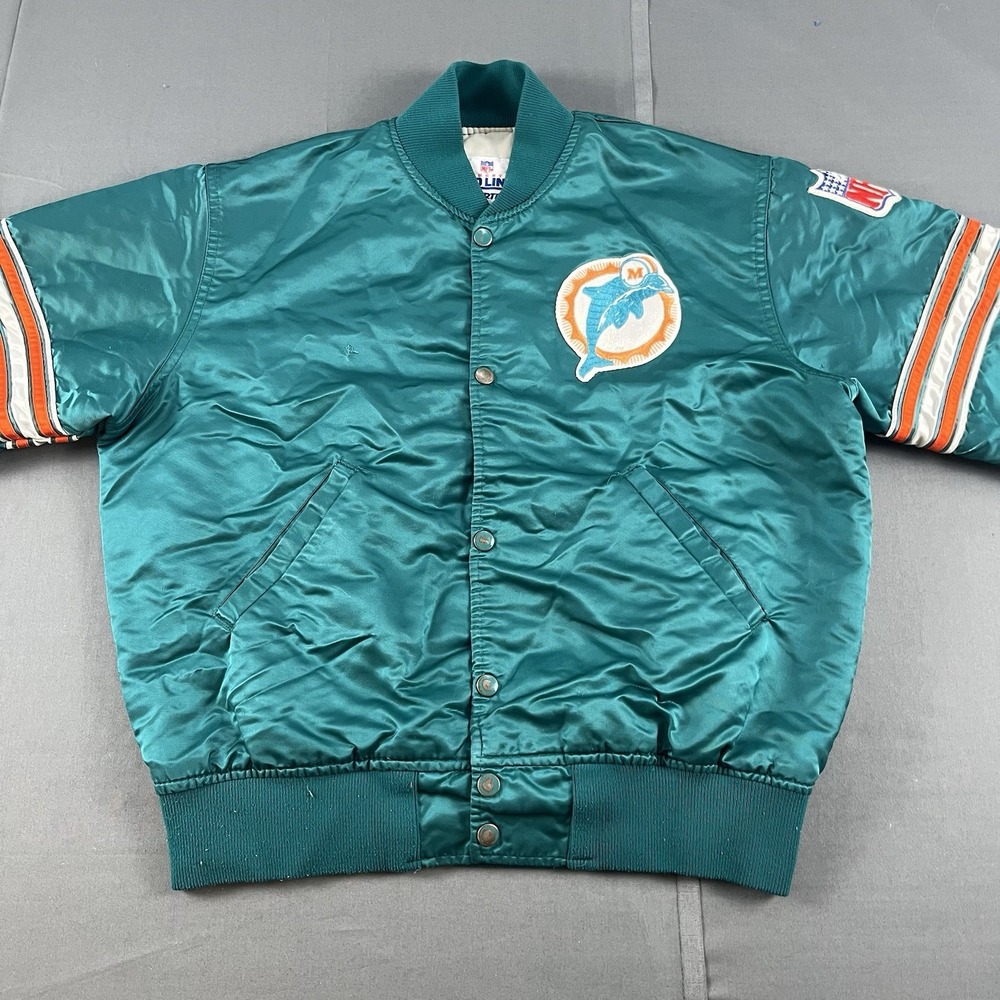 Vintage 90's Starter Pro Line Miami Dolphins Satin Football Jacket Size Medium - Picture 2 of 11